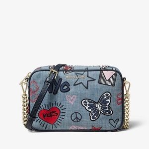 🆕 Michael Kors denim print crossbody purse bag